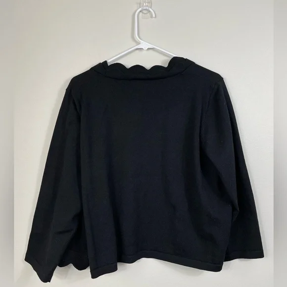 Nina Leonard Scallop Hem Bolero Black Cardigan Women's Event Classic Size 1X - Picture 8 of 13